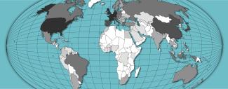 A heat map of the world shows where the most activities have taken place.