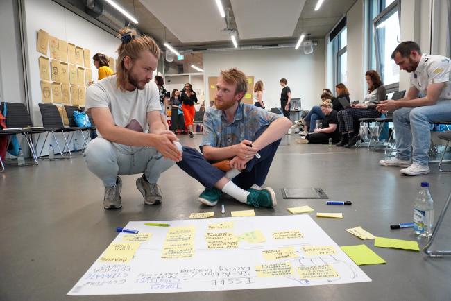 DutchCulture colleagues Simon de Leeuw & Tim Wildeboer during the Climate Culture(s) Creative Lab in Berlin, June 2023.