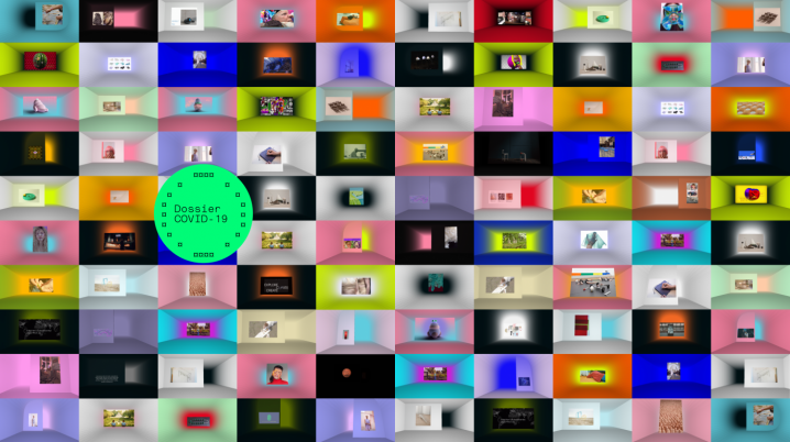 A mosaic of brightly coloured images represent the 3D viewing rooms at Dutch Design Week